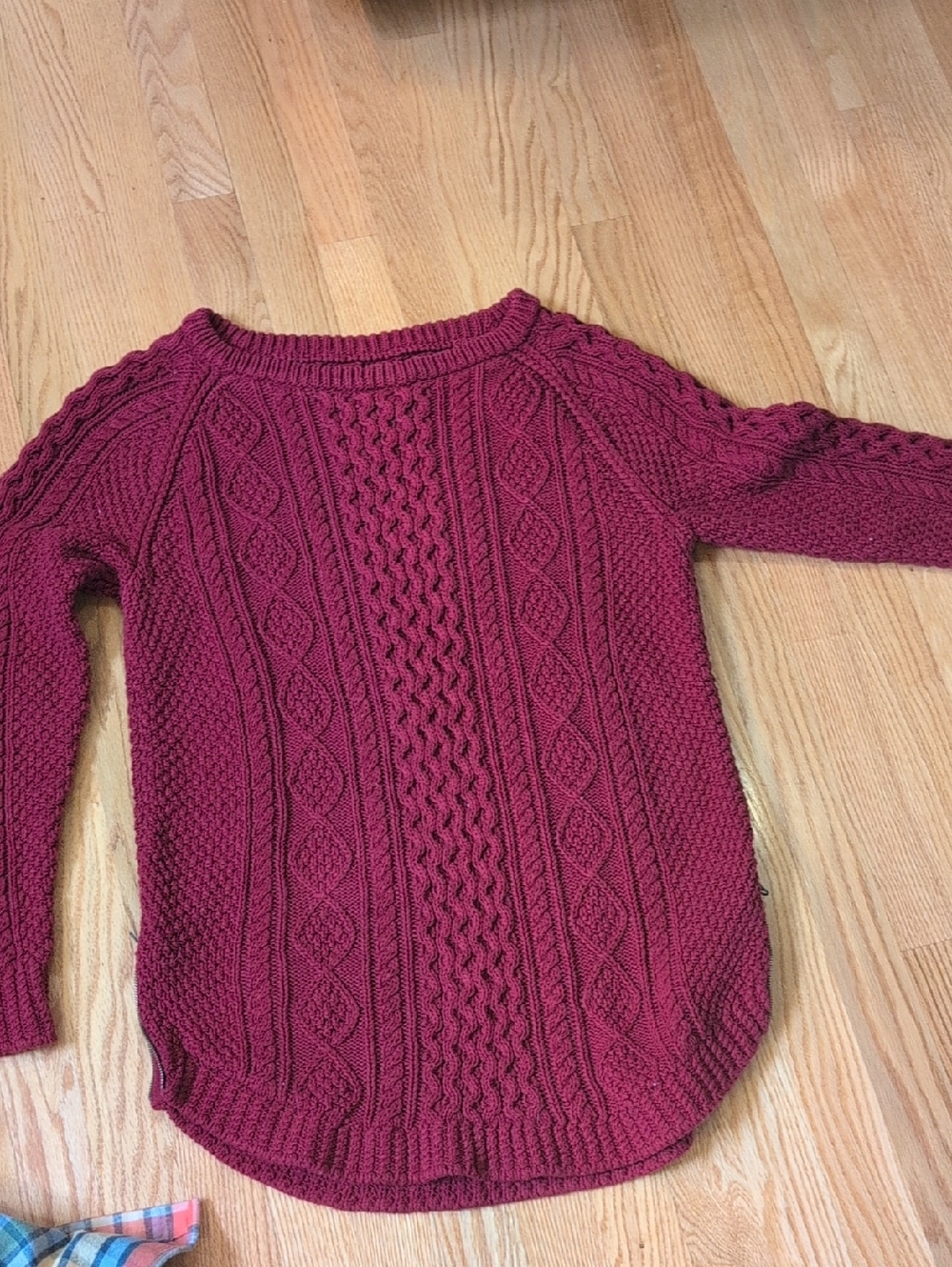 Red LL Bean Cable Knit Sweater Tunic Size M
